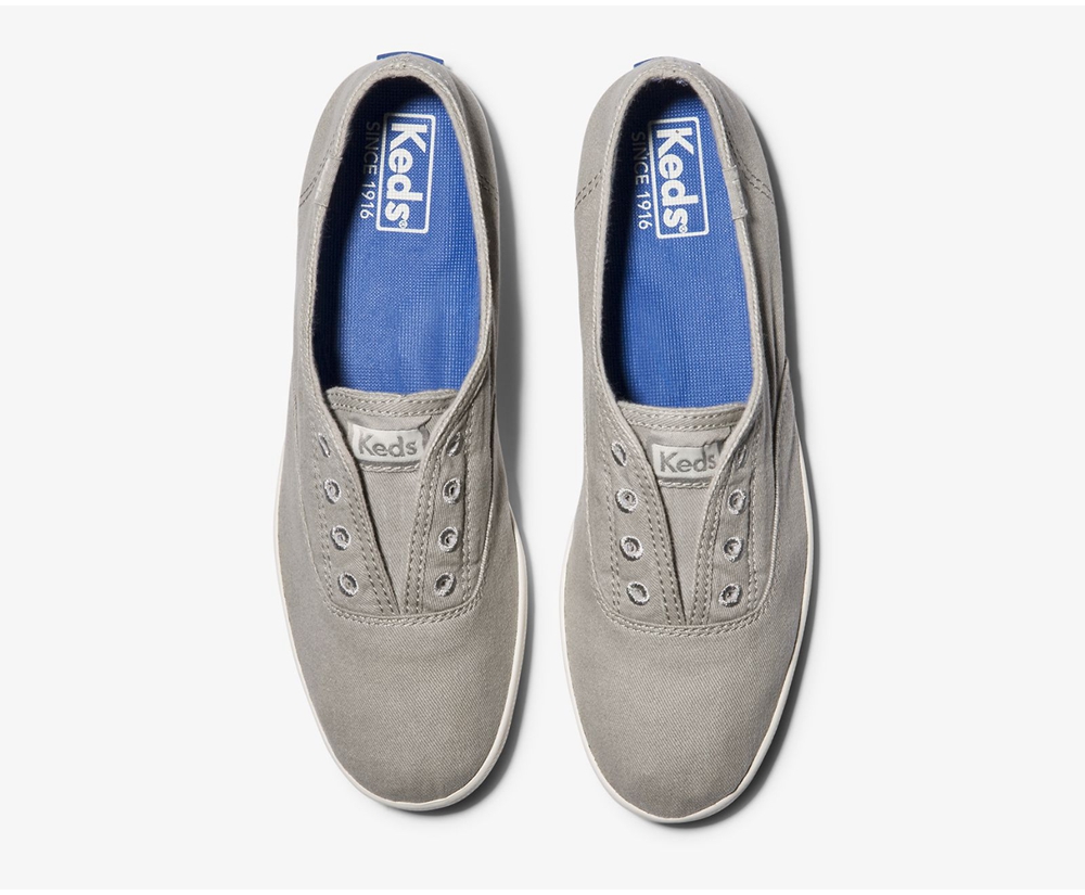 Slip Ons Keds Femme Grise - Chillax Seasonal Washable - 935-YVHZIL